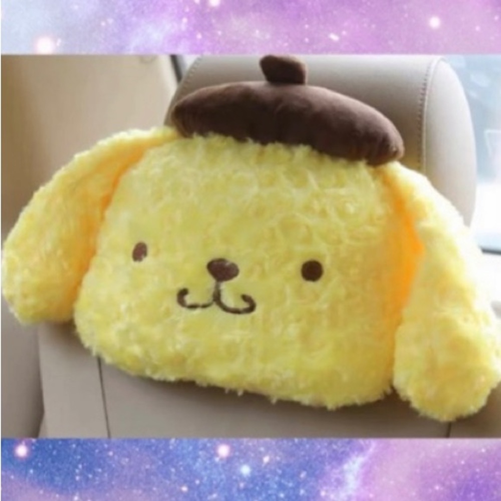 Fuzzy Pompompurin Car Headrest Pillow